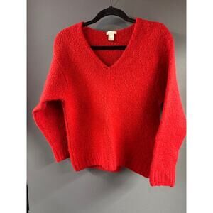 H&M Sweater Pullover Women  Size Sm Knit Wool blend V-Neck Long Sleeve -Size S